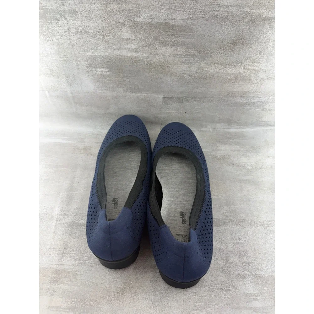 Clarks Cloudsteppers Women Navy Blue Perforated Wedge Pumps Sz 8.5W 261320375060
